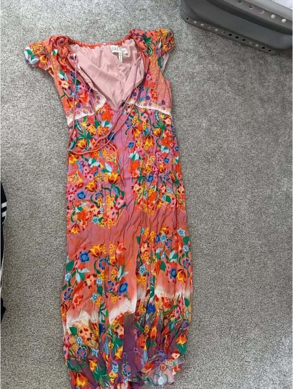 Saloni Multicolor Floral Midi Dress - US 8 / UK 12